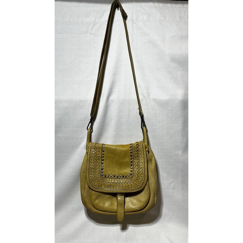 Borse In Pelle Yellow Leather Purse Bag Crossbody Flap Made In Italy